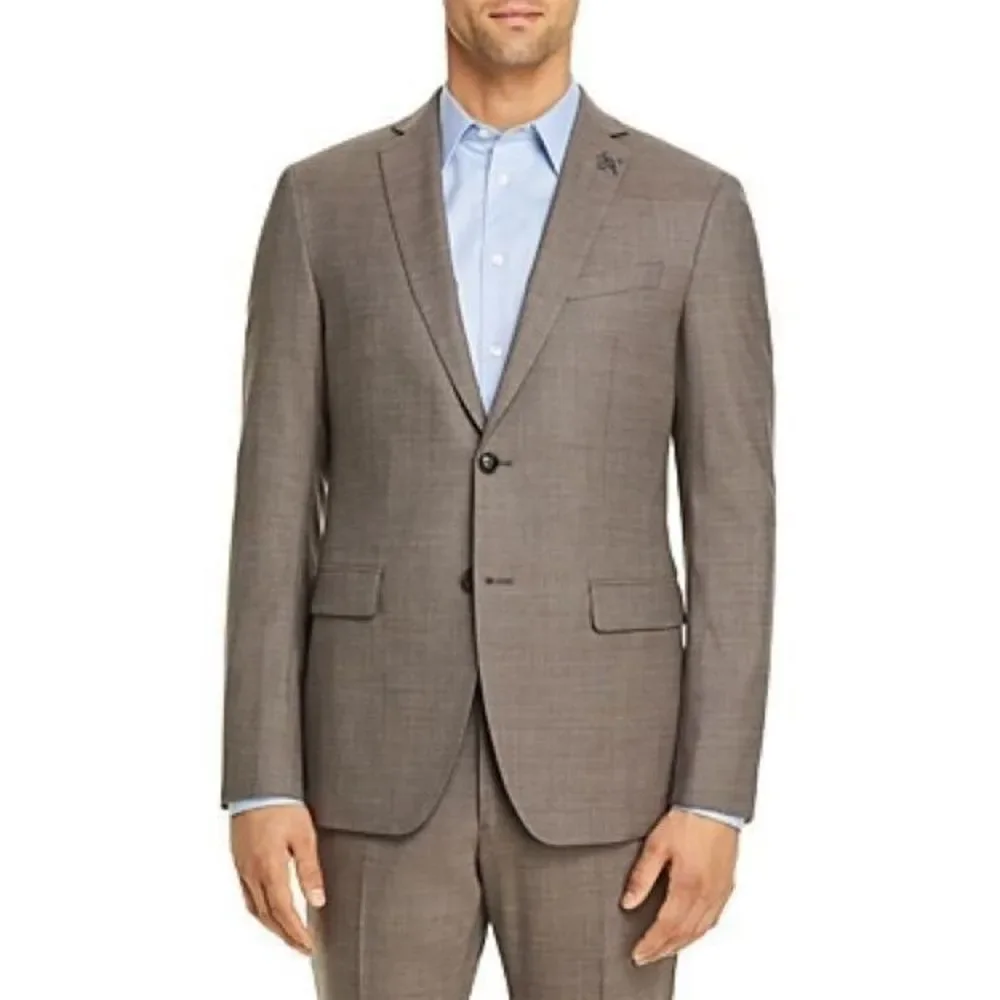 John Varvatos Star Bleecker Brown Sharkskin Slim Fit Suit Jacket Coat 38 S 38S